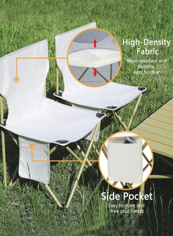 dida-cosmos Outdoor Camping Chair, Collapsible Chair with Side Pocket and Carry Bag, Folding Chair for Camping, Beach, Picnic, Sunbathing Chairs with Storage Bag (Beige) - Image 3